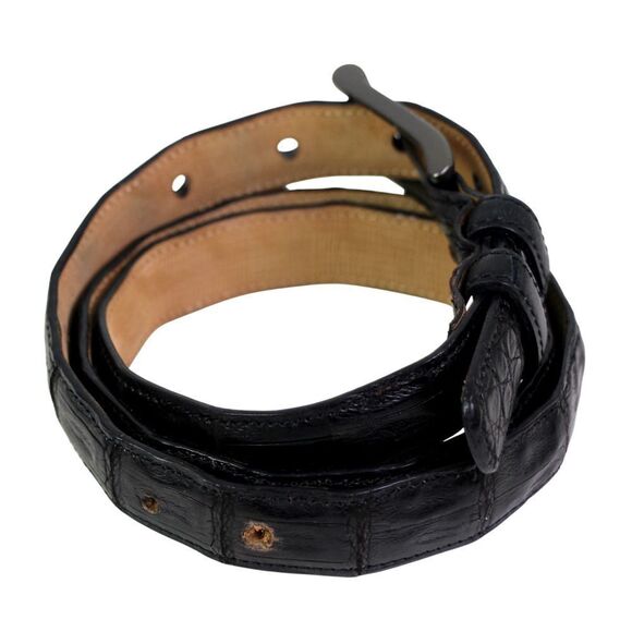 Tommy Bahama Spain BLACK GENUINE CROCODILE 3/4"Wd DRESS WOMEN'S BELT Size L (C71 - Picture 5 of 16